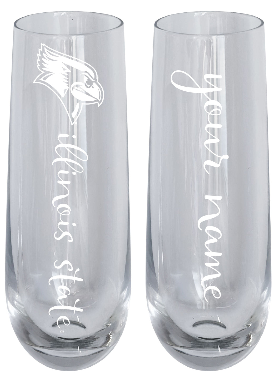 Illinois State Redbirds Customizable 10 oz Engraved Champagne Flute – Officially Licensed Product 