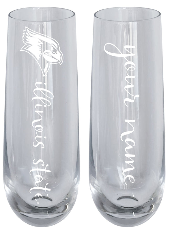 Illinois State Redbirds Customizable 10 oz Engraved Champagne Flute – Officially Licensed Product 