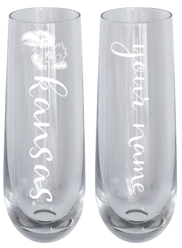 Kansas Jayhawks Customizable 10 oz Engraved Champagne Flute – Officially Licensed Product 