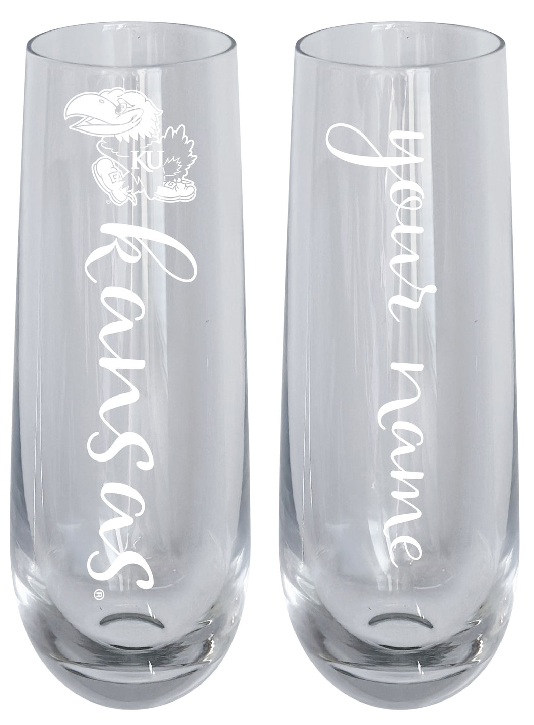 Kansas Jayhawks Customizable 10 oz Engraved Champagne Flute – Officially Licensed Product 