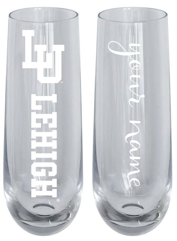 Lehigh University Mountain Hawks Customizable 10 oz Engraved Champagne Flute – Officially Licensed Product 