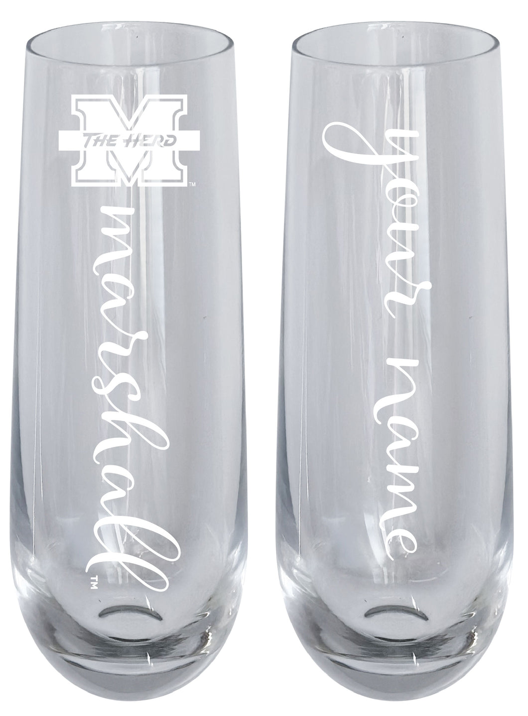 Marshall Thundering Herd Customizable 10 oz Engraved Champagne Flute – Officially Licensed Product 