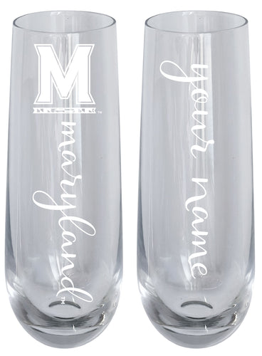 Maryland Terrapins Customizable 10 oz Engraved Champagne Flute – Officially Licensed Product 
