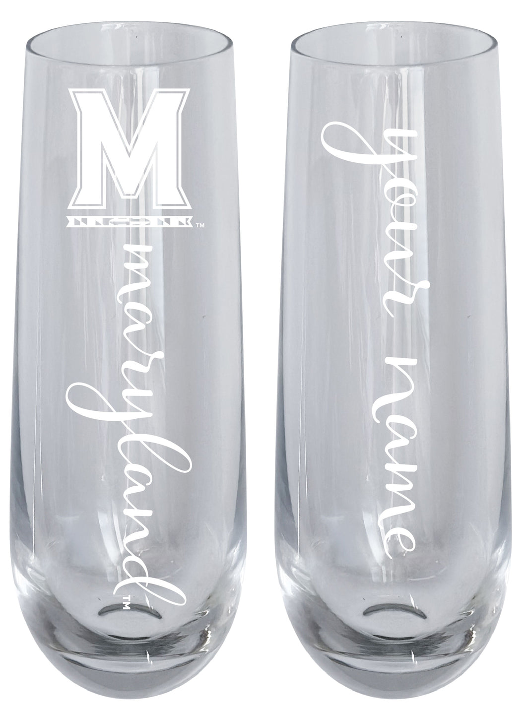 Maryland Terrapins Customizable 10 oz Engraved Champagne Flute – Officially Licensed Product 