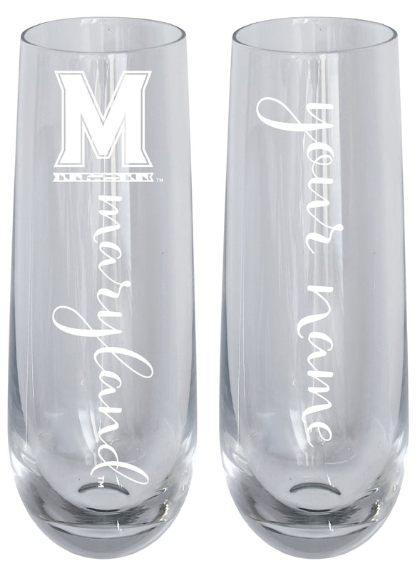 Maryland Terrapins Customizable 10 oz Engraved Champagne Flute – Officially Licensed Product 