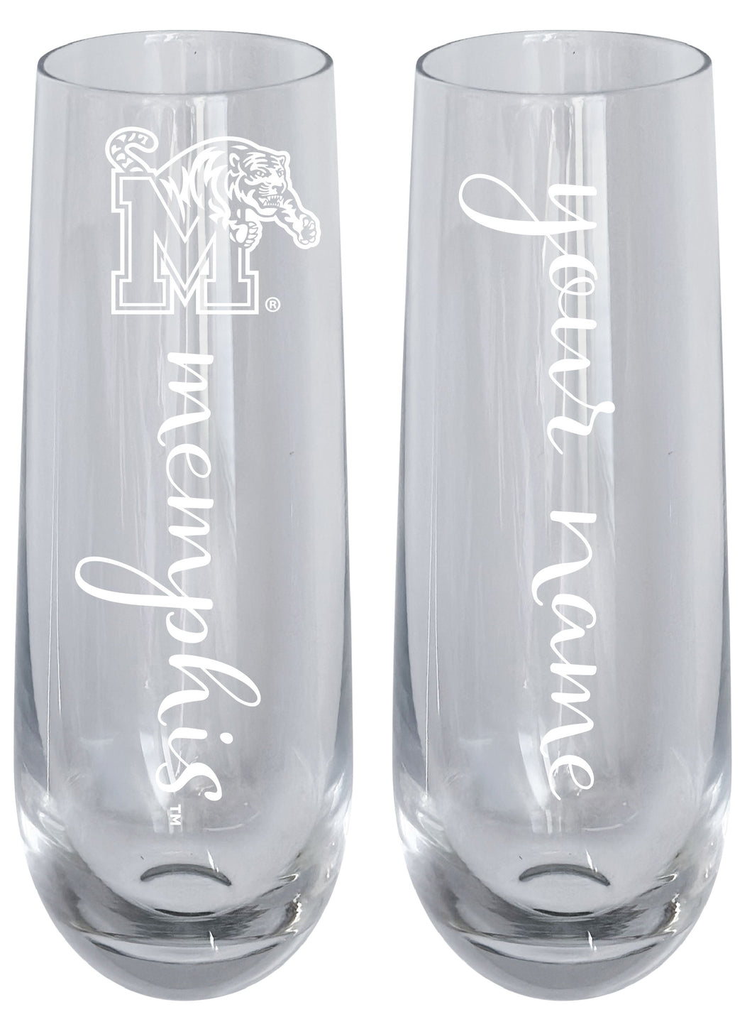Memphis Tigers Customizable 10 oz Engraved Champagne Flute – Officially Licensed Product 