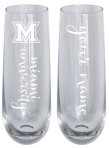 Miami University of Ohio Customizable 10 oz Engraved Champagne Flute – Officially Licensed Product 