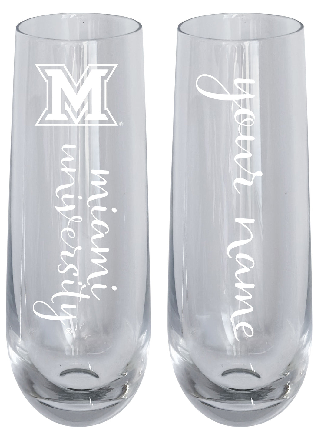 Miami University of Ohio Customizable 10 oz Engraved Champagne Flute – Officially Licensed Product 