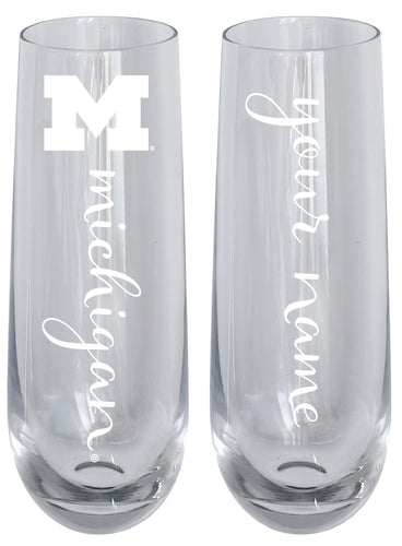 Michigan Wolverines Customizable 10 oz Engraved Champagne Flute – Officially Licensed Product 