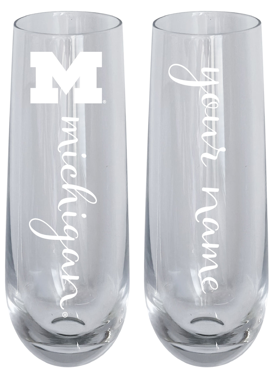 Michigan Wolverines Customizable 10 oz Engraved Champagne Flute – Officially Licensed Product 