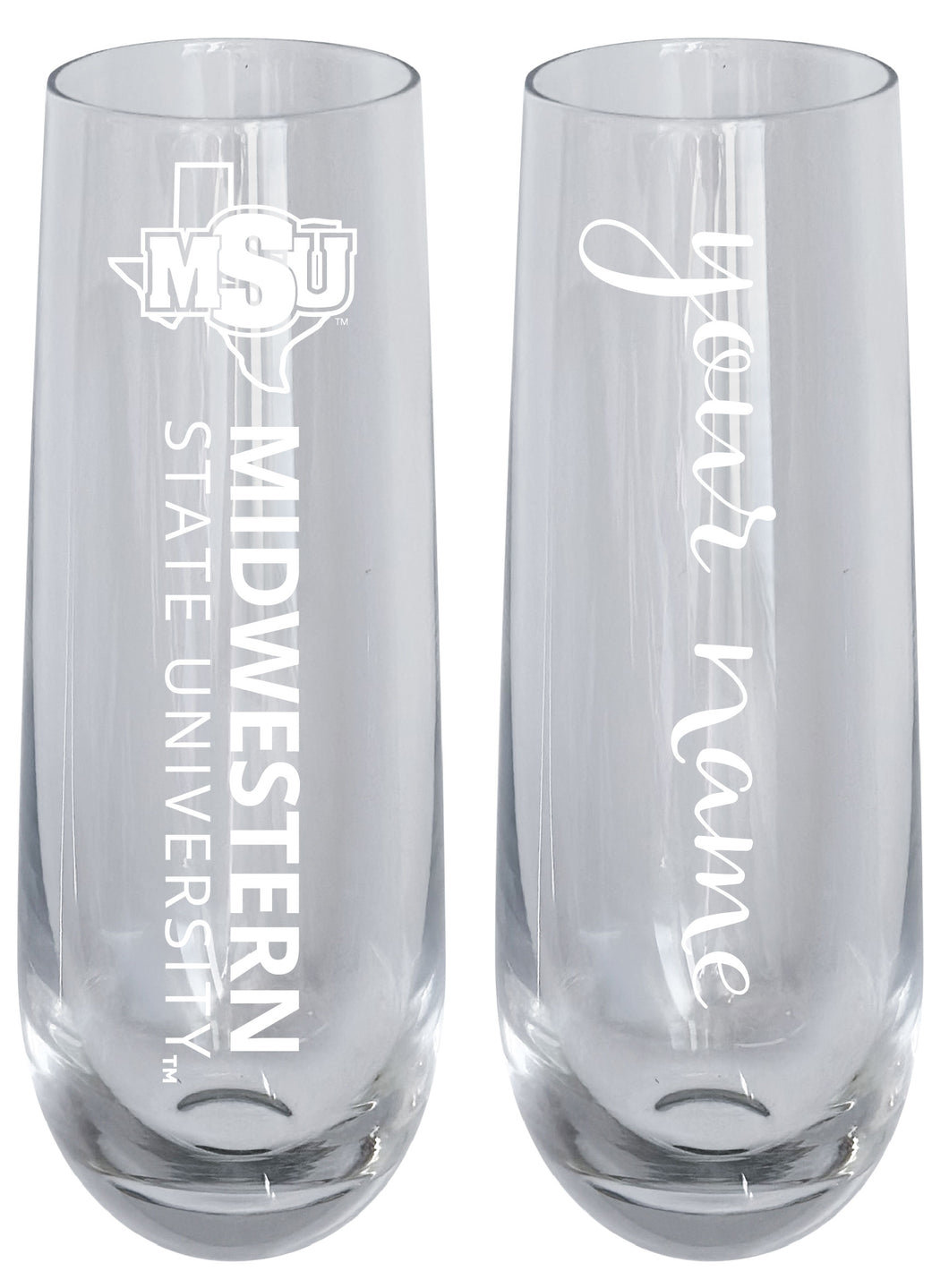 Midwestern State University Mustangs Customizable 10 oz Engraved Champagne Flute – Officially Licensed Product 