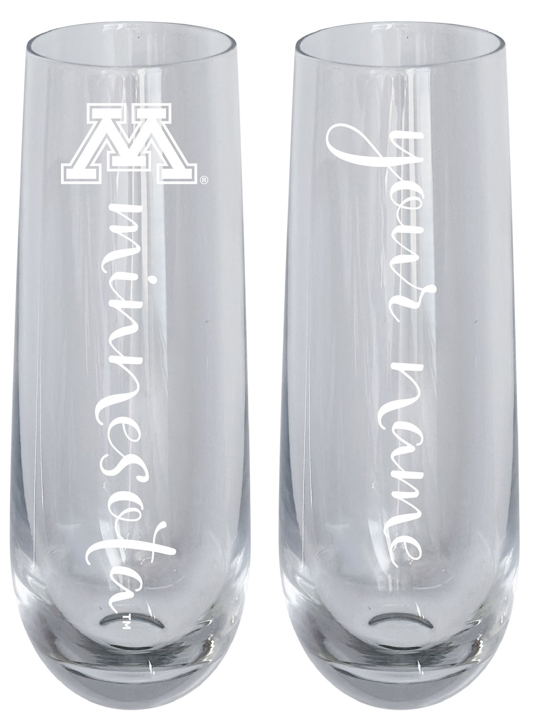 Minnesota Gophers Customizable 10 oz Engraved Champagne Flute – Officially Licensed Product 