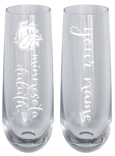 Minnesota Duluth Bulldogs Customizable 10 oz Engraved Champagne Flute – Officially Licensed Product 