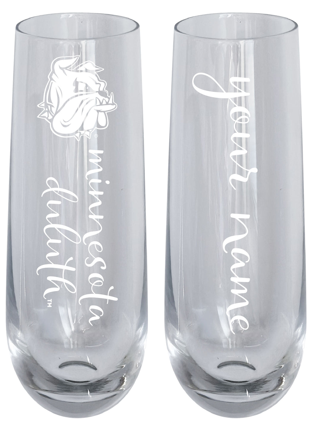 Minnesota Duluth Bulldogs Customizable 10 oz Engraved Champagne Flute – Officially Licensed Product 