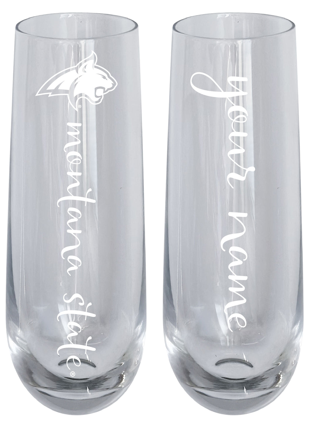 Montana State Bobcats Customizable 10 oz Engraved Champagne Flute – Officially Licensed Product 