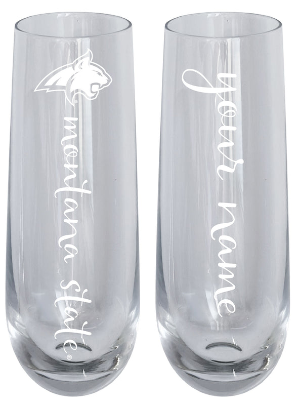 Montana State Bobcats Customizable 10 oz Engraved Champagne Flute – Officially Licensed Product 