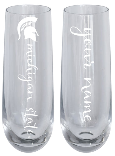 Michigan State Spartans Customizable 10 oz Engraved Champagne Flute – Officially Licensed Product 