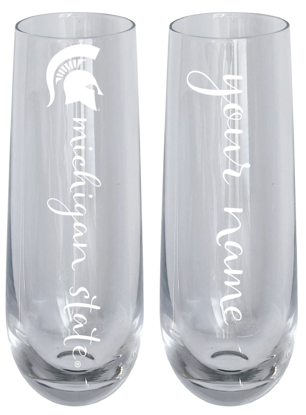 Michigan State Spartans Customizable 10 oz Engraved Champagne Flute – Officially Licensed Product 