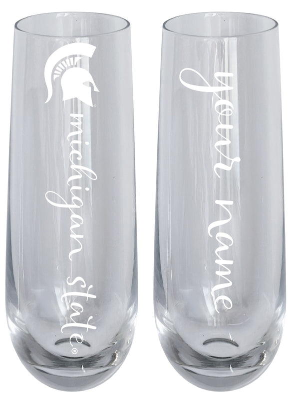 Michigan State Spartans Customizable 10 oz Engraved Champagne Flute – Officially Licensed Product 