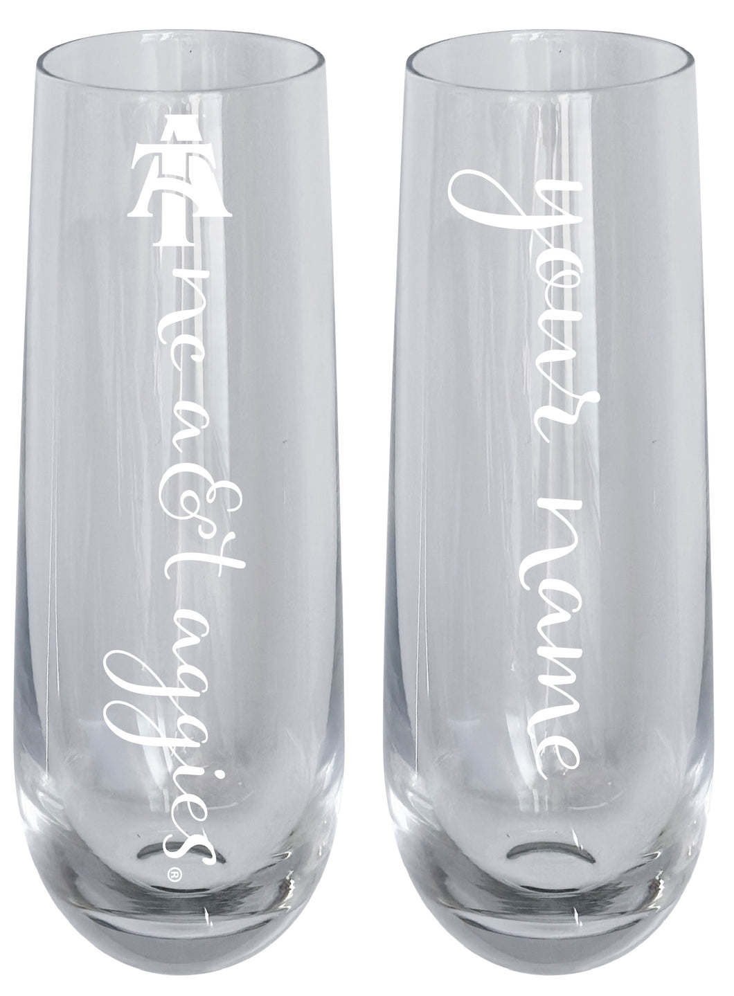 North Carolina A&T State Aggies Customizable 10 oz Engraved Champagne Flute – Officially Licensed Product 