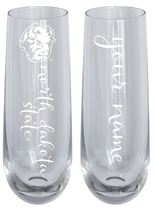 North Dakota State Bison Customizable 10 oz Engraved Champagne Flute – Officially Licensed Product 