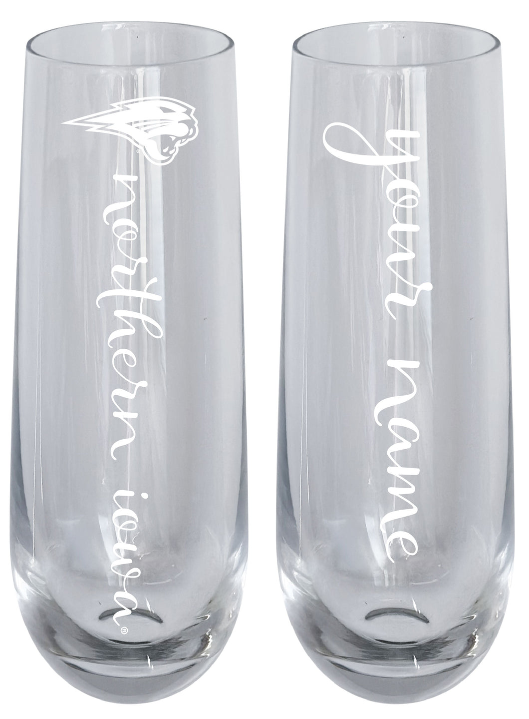 Northern Iowa Panthers Customizable 10 oz Engraved Champagne Flute – Officially Licensed Product 