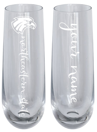 Northeastern State University Riverhawks Customizable 10 oz Engraved Champagne Flute – Officially Licensed Product 