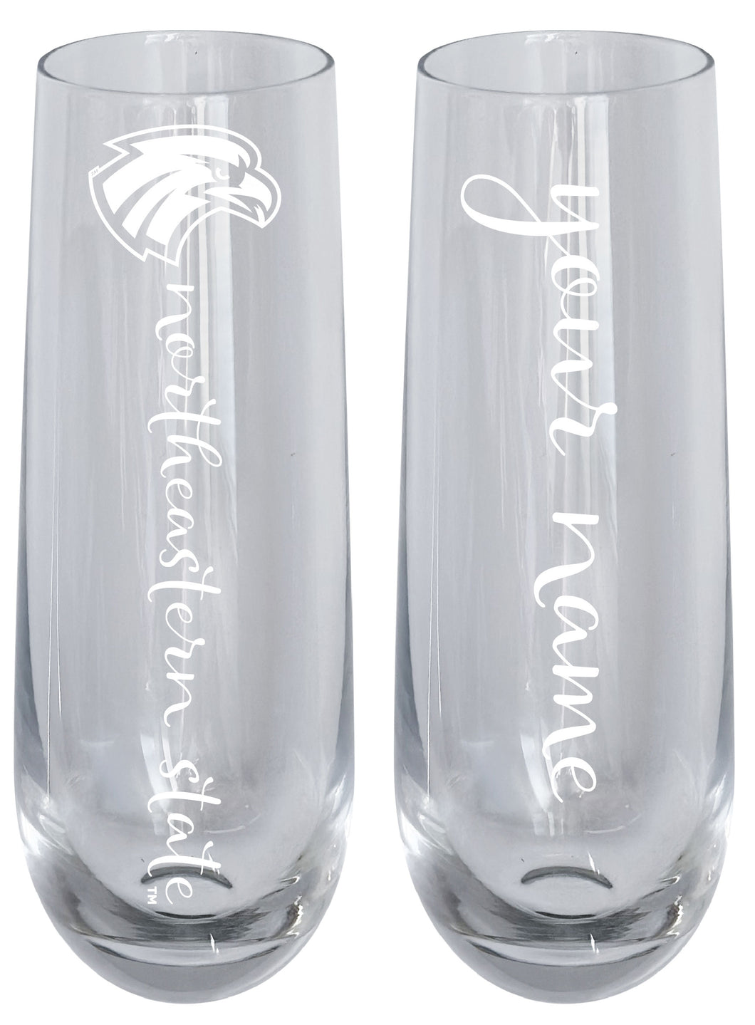 Northeastern State University Riverhawks Customizable 10 oz Engraved Champagne Flute – Officially Licensed Product 