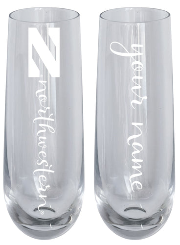 Northwestern University Wildcats Customizable 10 oz Engraved Champagne Flute – Officially Licensed Product 