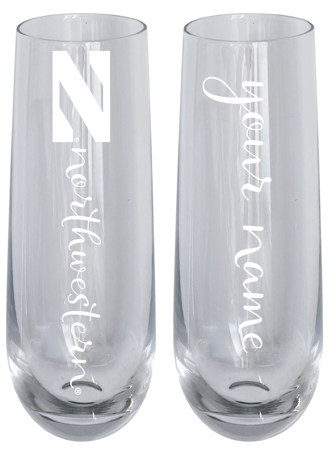 Northwestern University Wildcats Customizable 10 oz Engraved Champagne Flute – Officially Licensed Product 