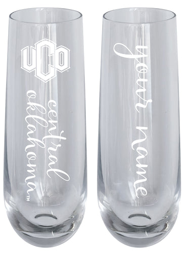 University of Central Oklahoma Bronchos Customizable 10 oz Engraved Champagne Flute – Officially Licensed Product 