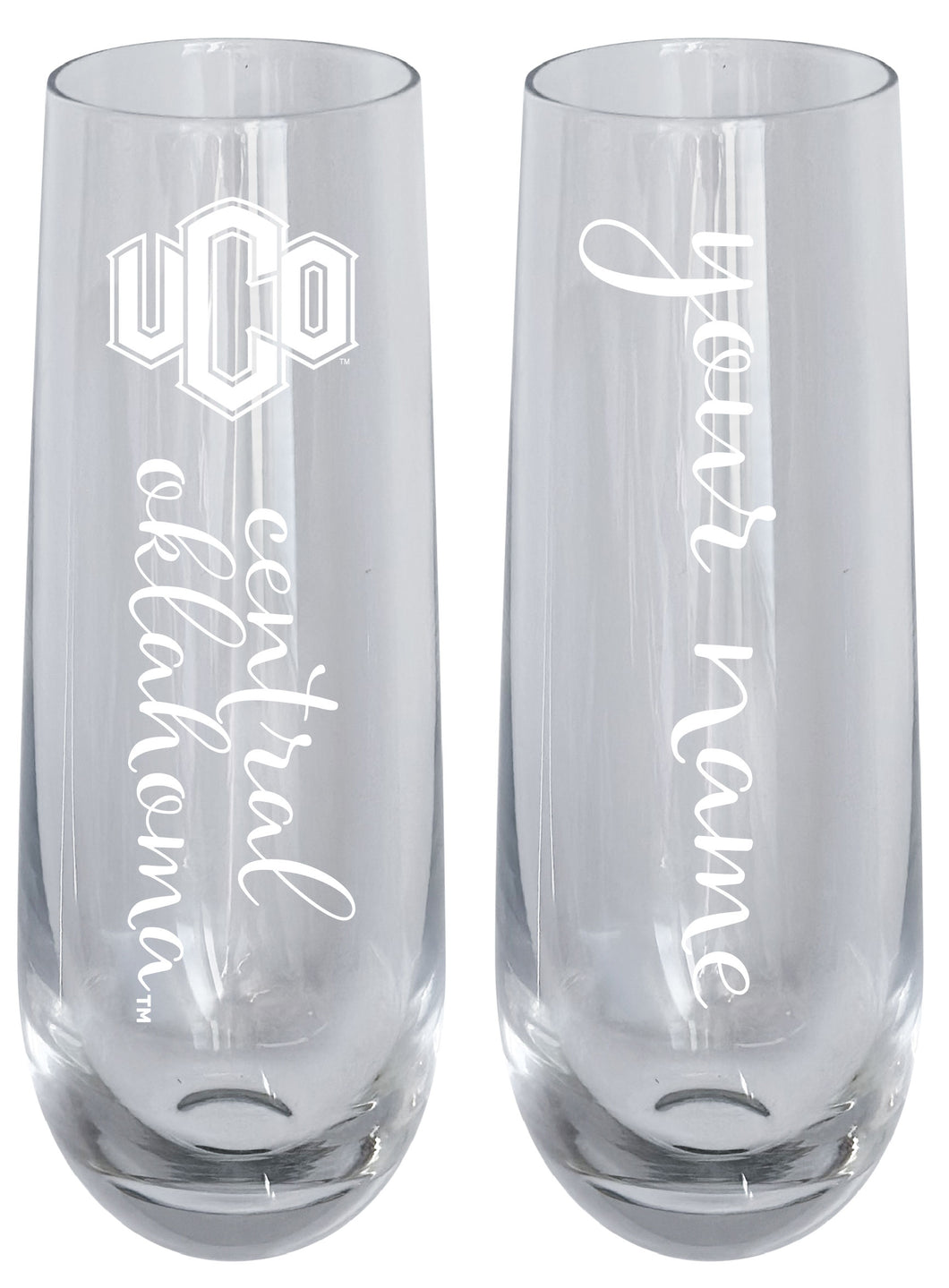 University of Central Oklahoma Bronchos Customizable 10 oz Engraved Champagne Flute – Officially Licensed Product 
