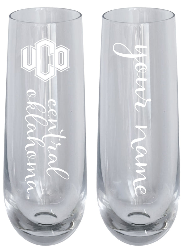 University of Central Oklahoma Bronchos Customizable 10 oz Engraved Champagne Flute – Officially Licensed Product 