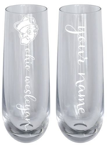 Ohio Wesleyan University Customizable 10 oz Engraved Champagne Flute – Officially Licensed Product 