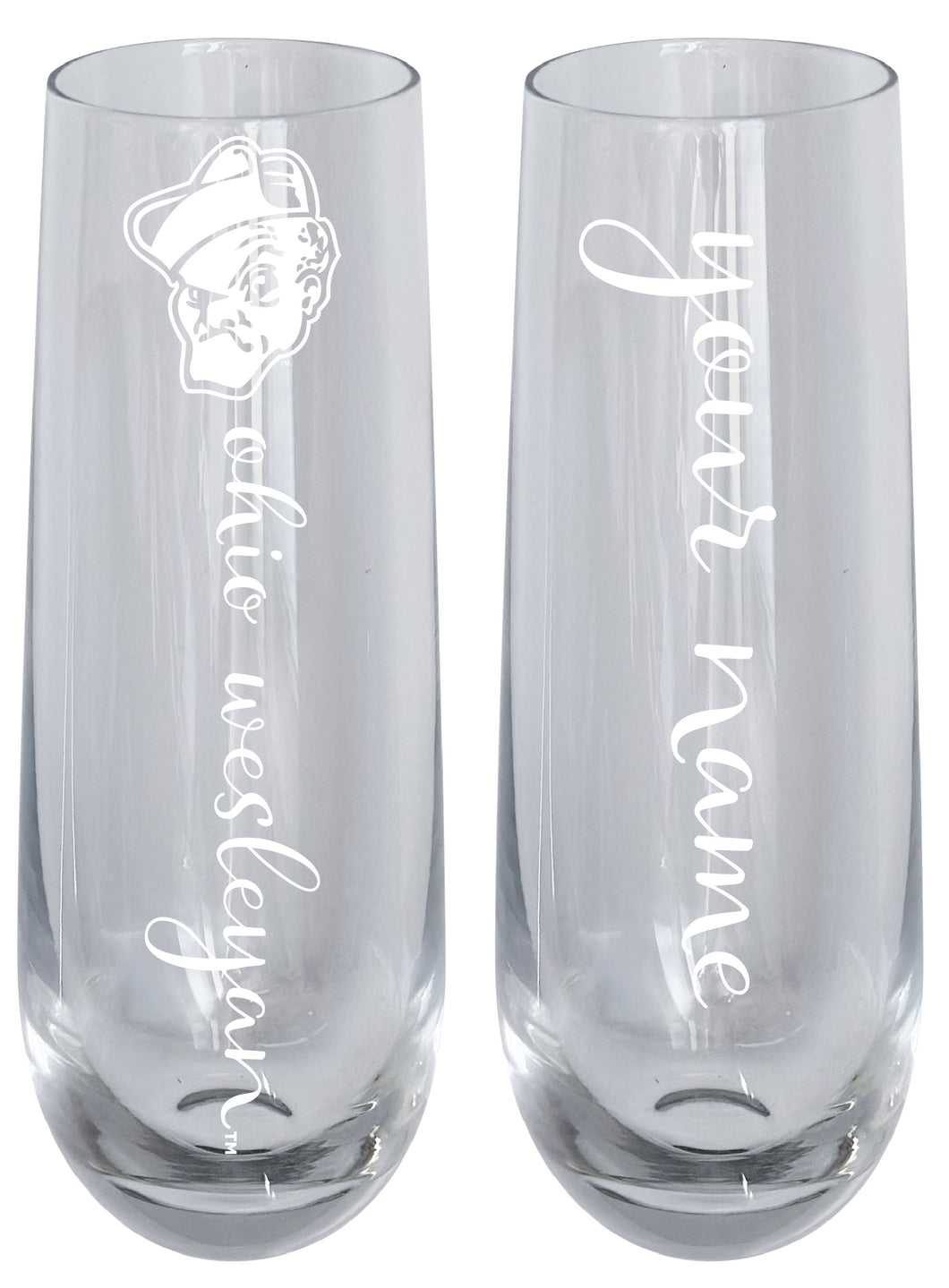 Ohio Wesleyan University Customizable 10 oz Engraved Champagne Flute – Officially Licensed Product 