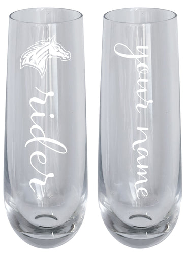 Rider University Broncs Customizable 10 oz Engraved Champagne Flute – Officially Licensed Product 