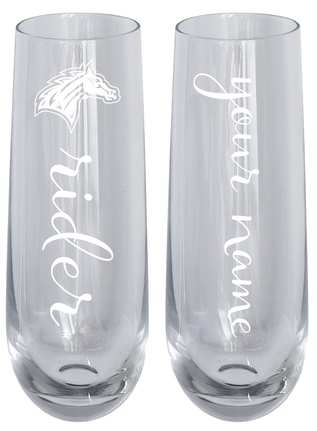 Rider University Broncs Customizable 10 oz Engraved Champagne Flute – Officially Licensed Product 