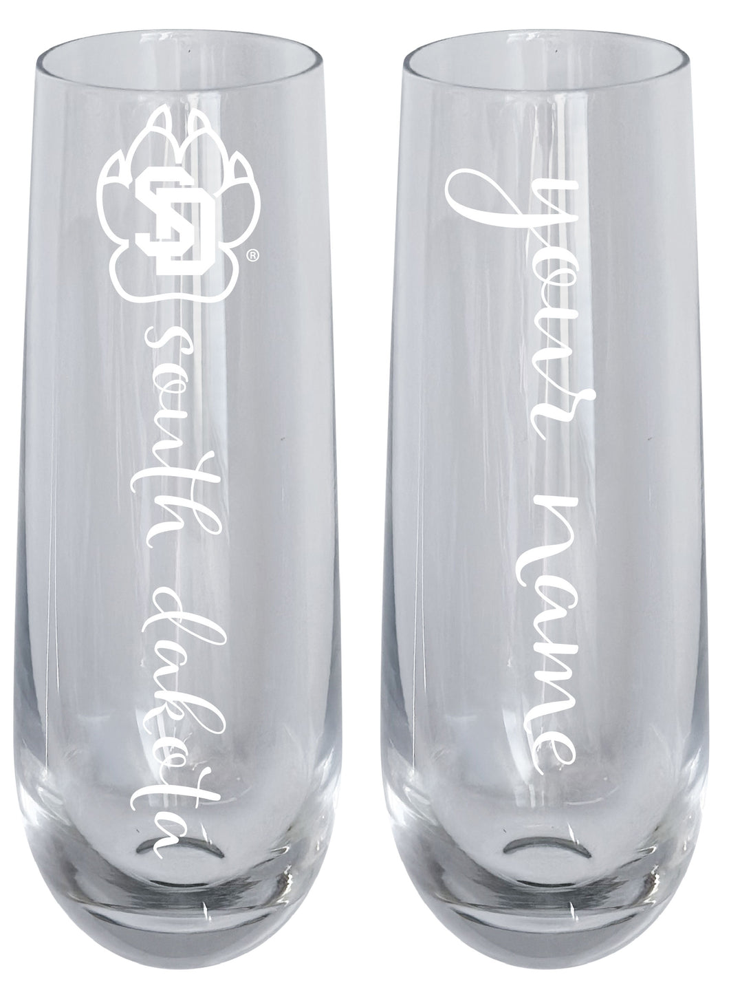 South Dakota Coyotes Customizable 10 oz Engraved Champagne Flute – Officially Licensed Product 