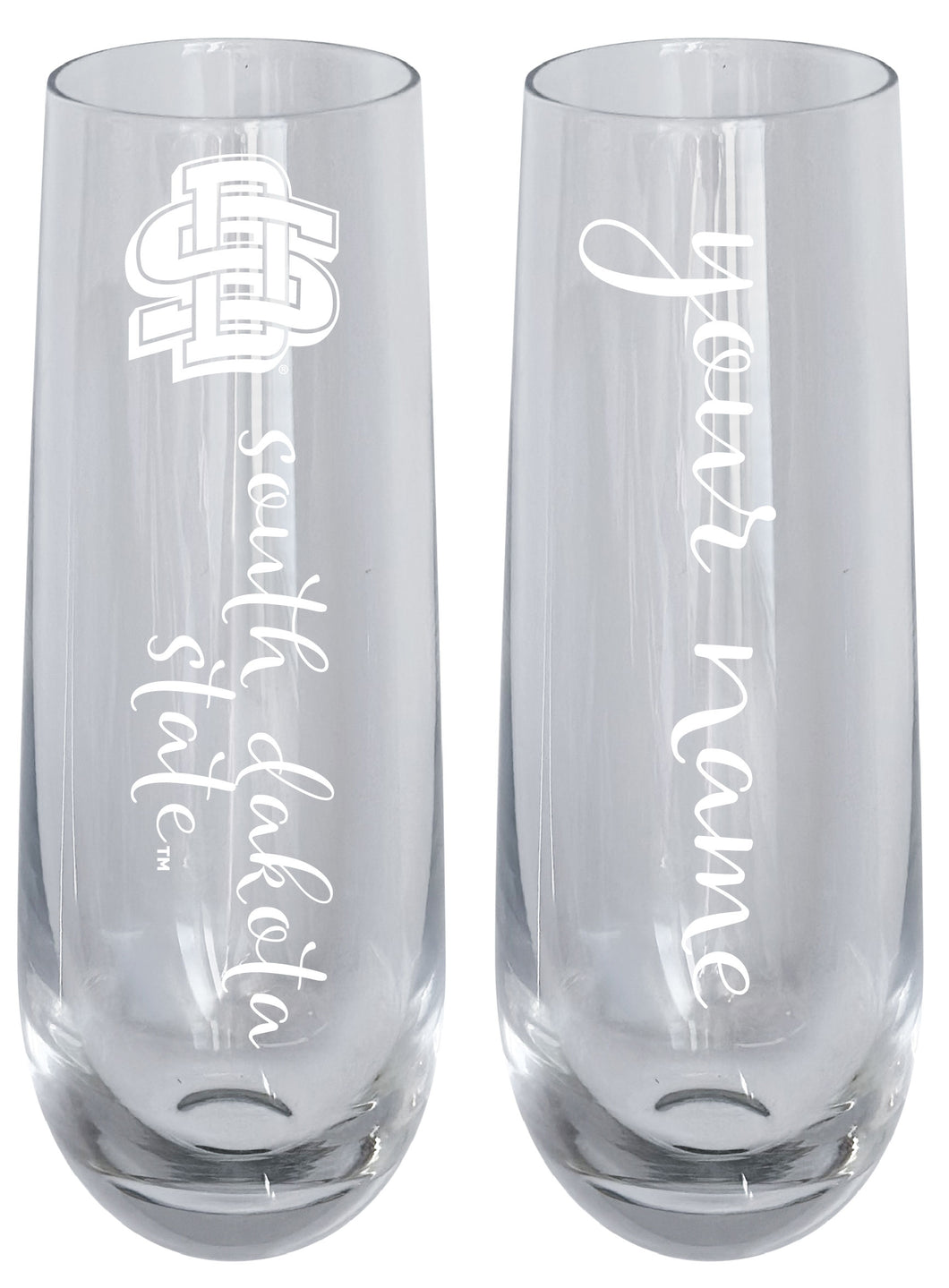 South Dakota State Jackrabbits Customizable 10 oz Engraved Champagne Flute – Officially Licensed Product 