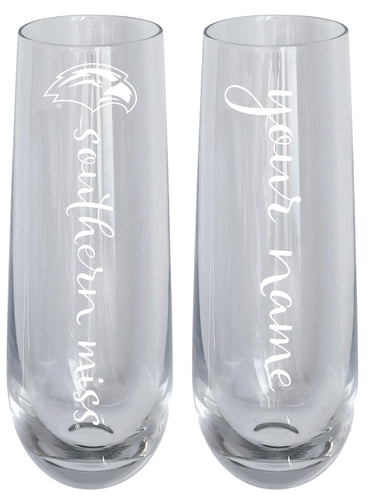 Southern Mississippi Golden Eagles Customizable 10 oz Engraved Champagne Flute – Officially Licensed Product 