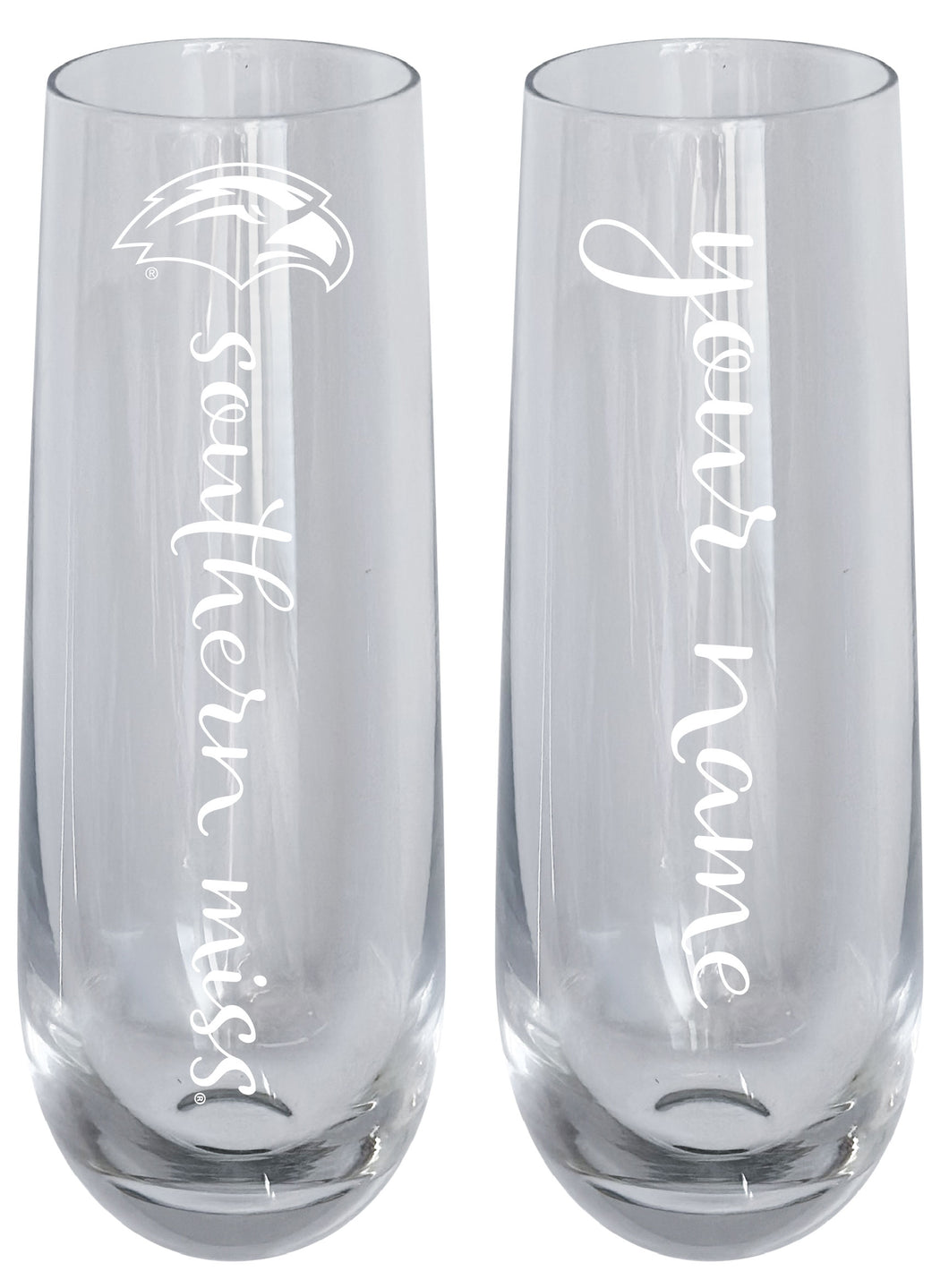 Southern Mississippi Golden Eagles Customizable 10 oz Engraved Champagne Flute – Officially Licensed Product 