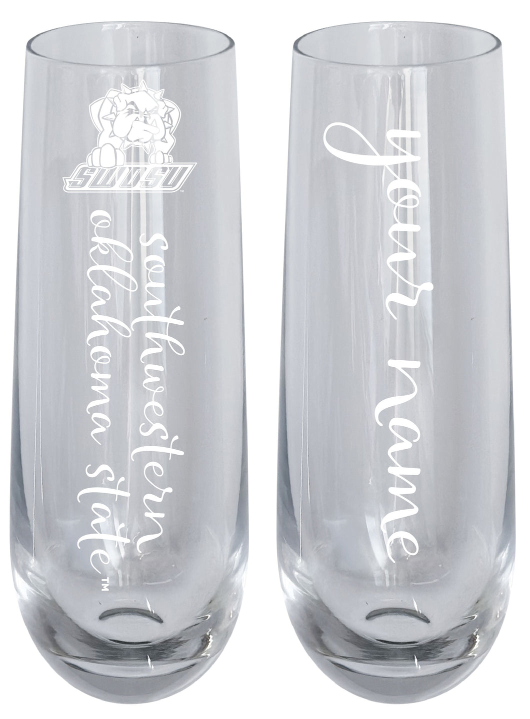 Southwestern Oklahoma State University Customizable 10 oz Engraved Champagne Flute – Officially Licensed Product 