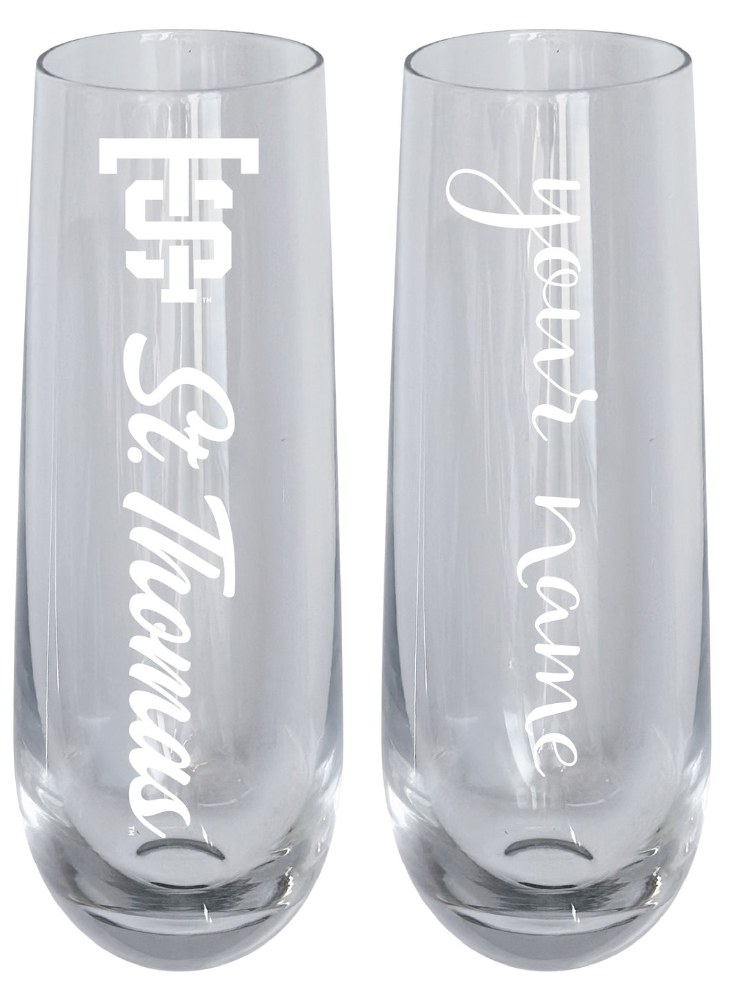 University of St. Thomas Customizable 10 oz Engraved Champagne Flute – Officially Licensed Product 