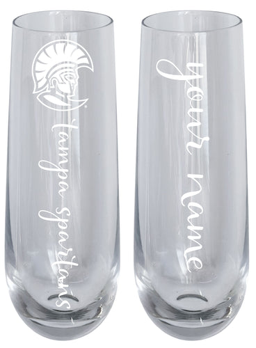 University of Tampa Spartans Customizable 10 oz Engraved Champagne Flute – Officially Licensed Product 