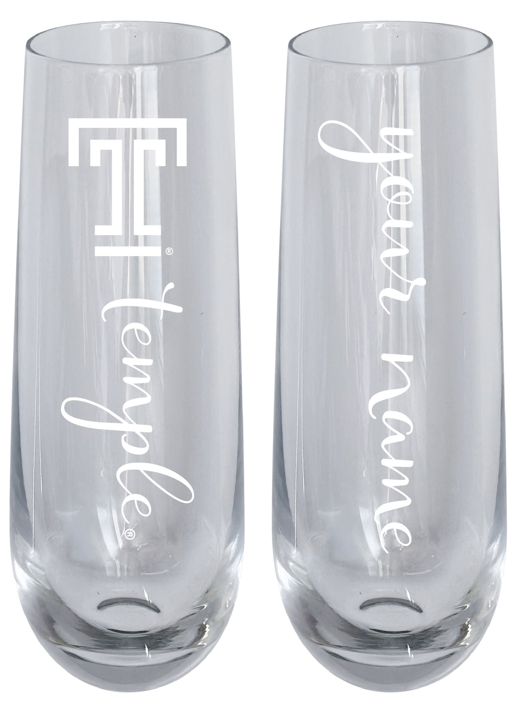 Temple University Customizable 10 oz Engraved Champagne Flute – Officially Licensed Product 