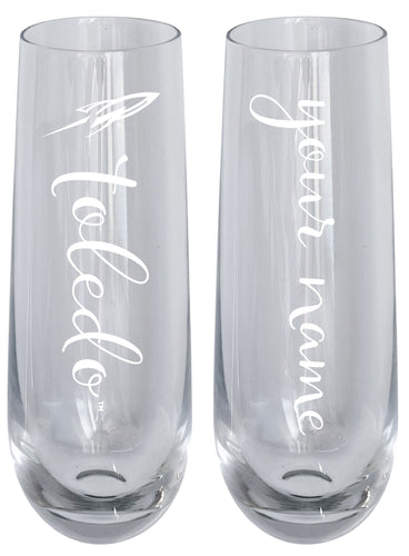 Toledo Rockets Customizable 10 oz Engraved Champagne Flute – Officially Licensed Product 