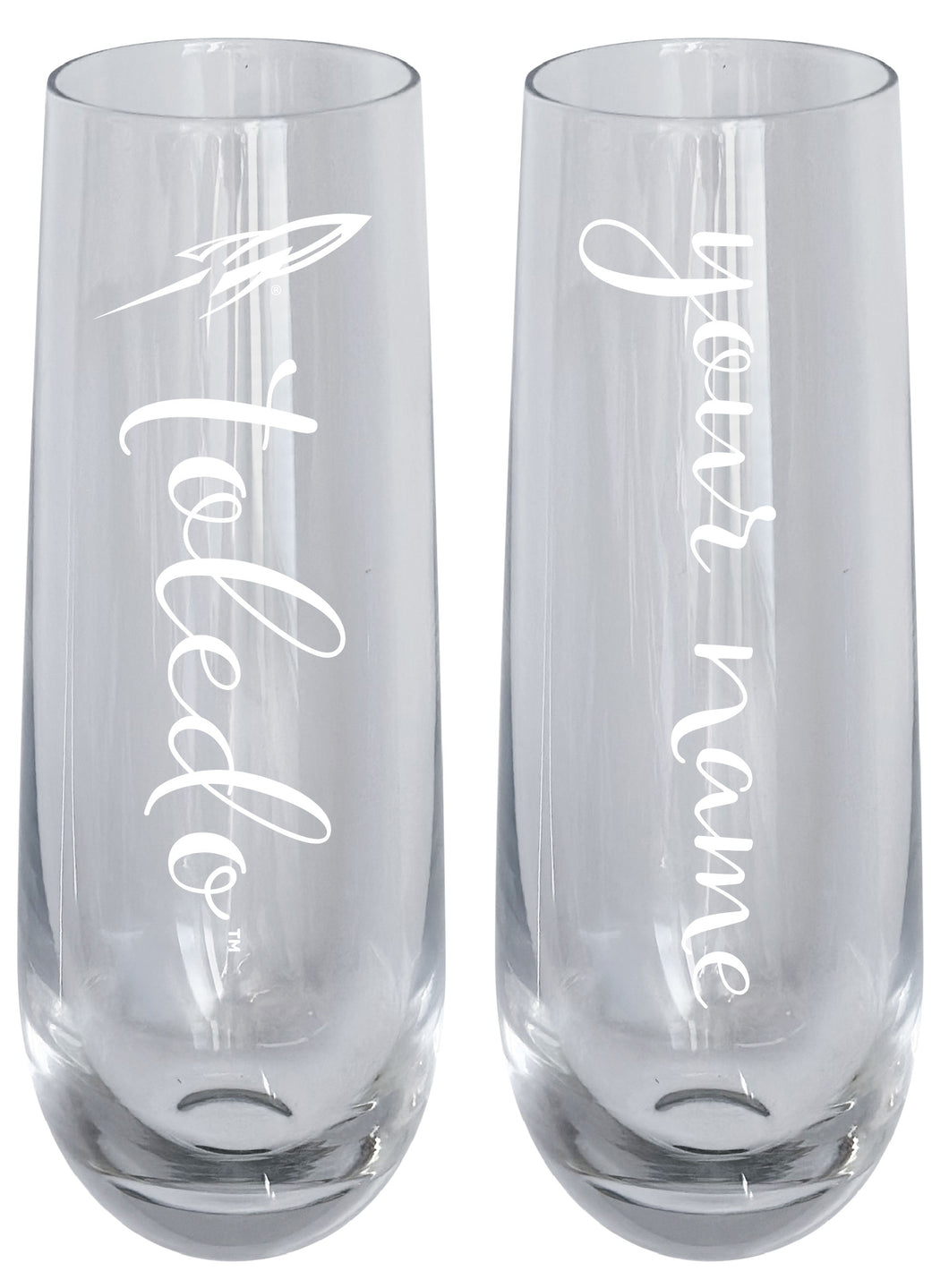 Toledo Rockets Customizable 10 oz Engraved Champagne Flute – Officially Licensed Product 
