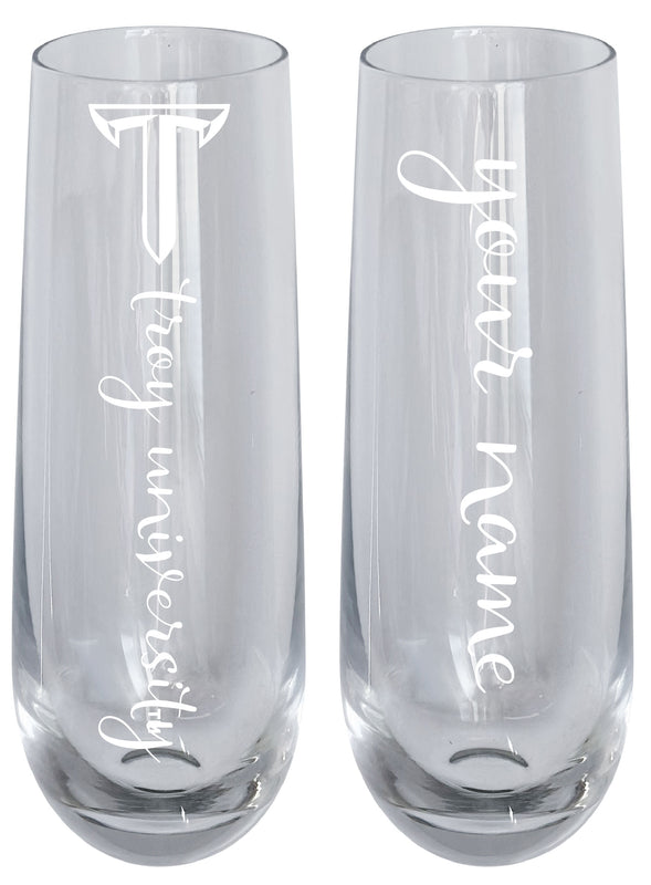 Troy University Customizable 10 oz Engraved Champagne Flute – Officially Licensed Product 