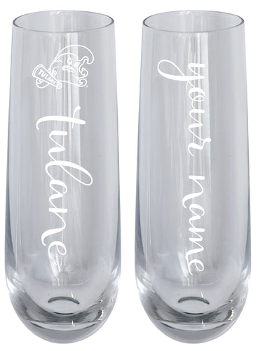 Tulane University Green Wave Customizable 10 oz Engraved Champagne Flute – Officially Licensed Product 