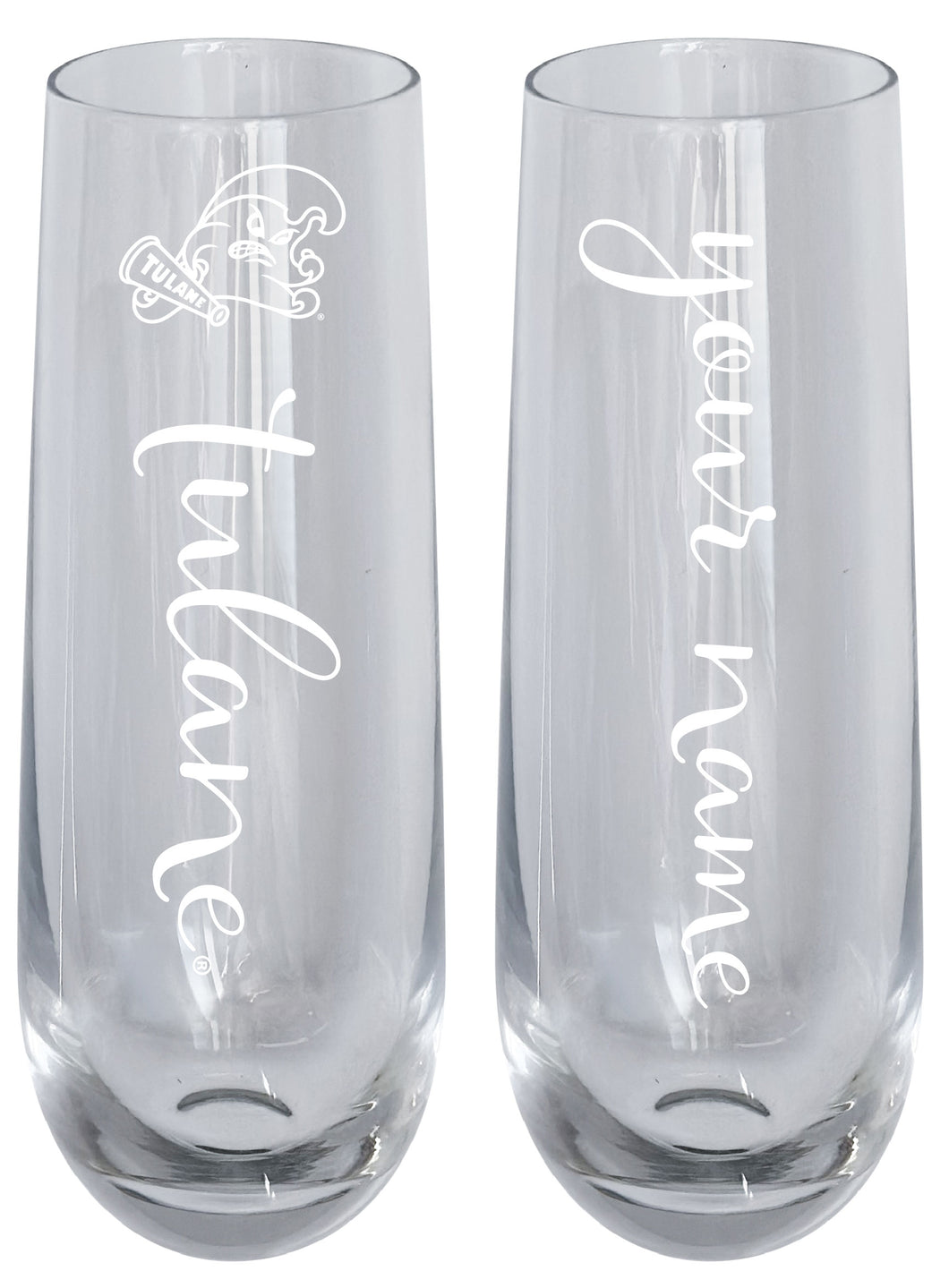 Tulane University Green Wave Customizable 10 oz Engraved Champagne Flute – Officially Licensed Product 